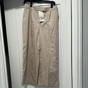 NWT ZARA Beige Wide-Leg Pants - XS